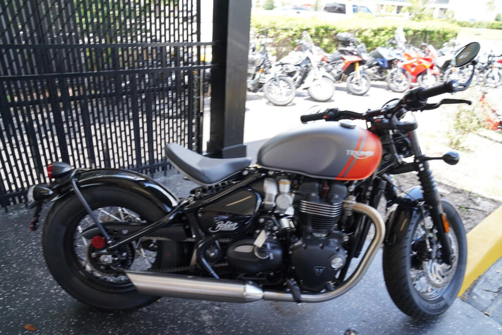 2025 Triumph Bonneville Bobber, Custom Red Metallic / Silver with 0 Miles