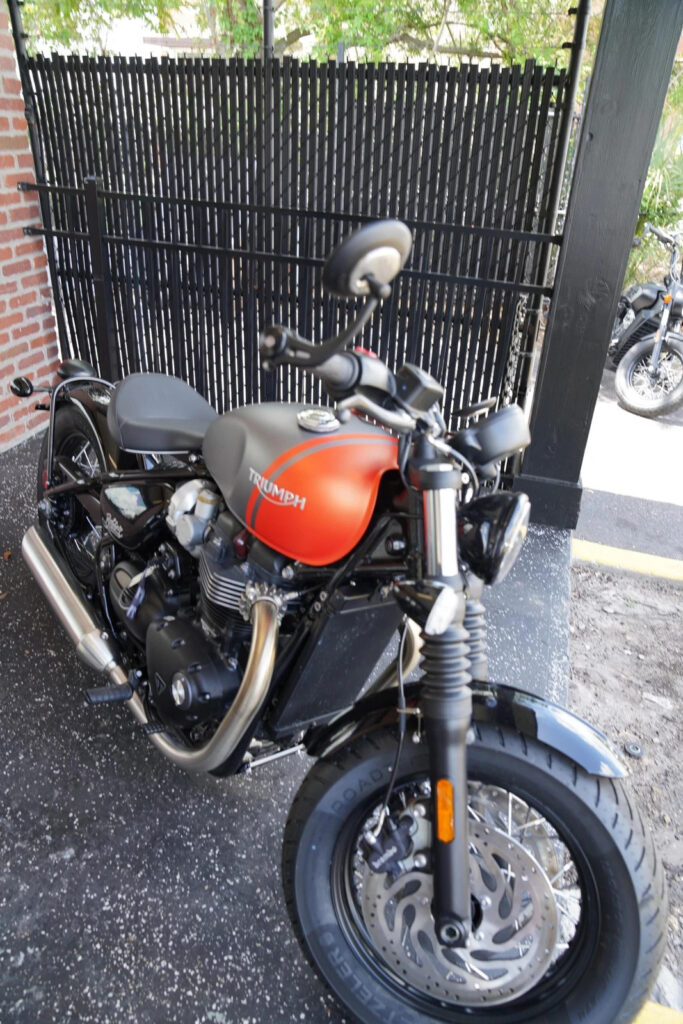 2025 Triumph Bonneville Bobber, Custom Red Metallic / Silver with 0 Miles