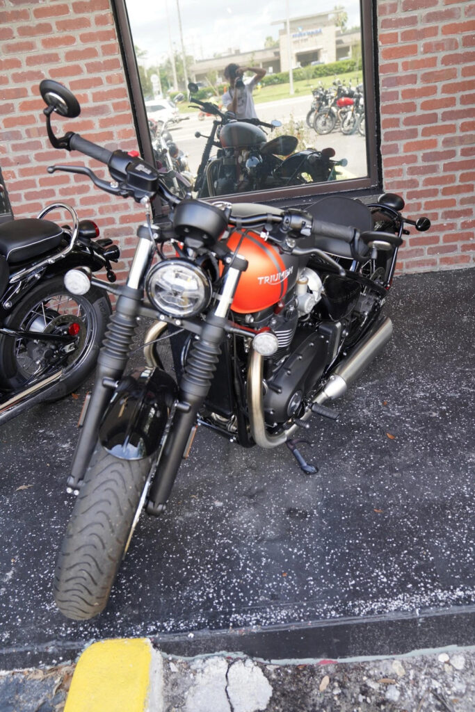 2025 Triumph Bonneville Bobber, Custom Red Metallic / Silver with 0 Miles