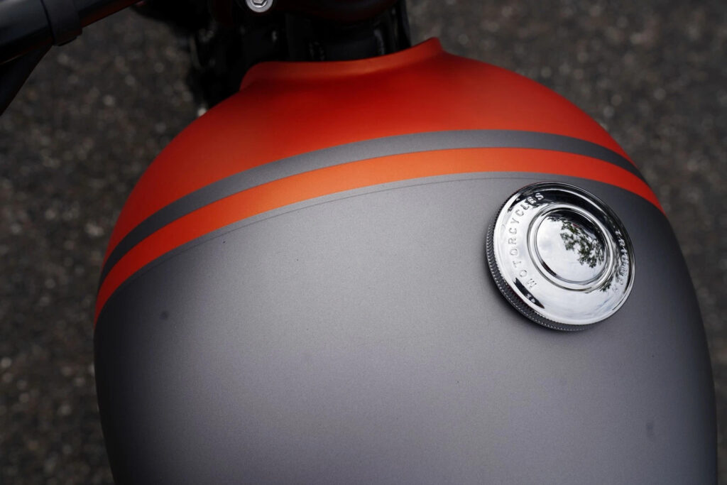 2025 Triumph Bonneville Bobber, Matt Graphite / Baja Orange with 0 Miles