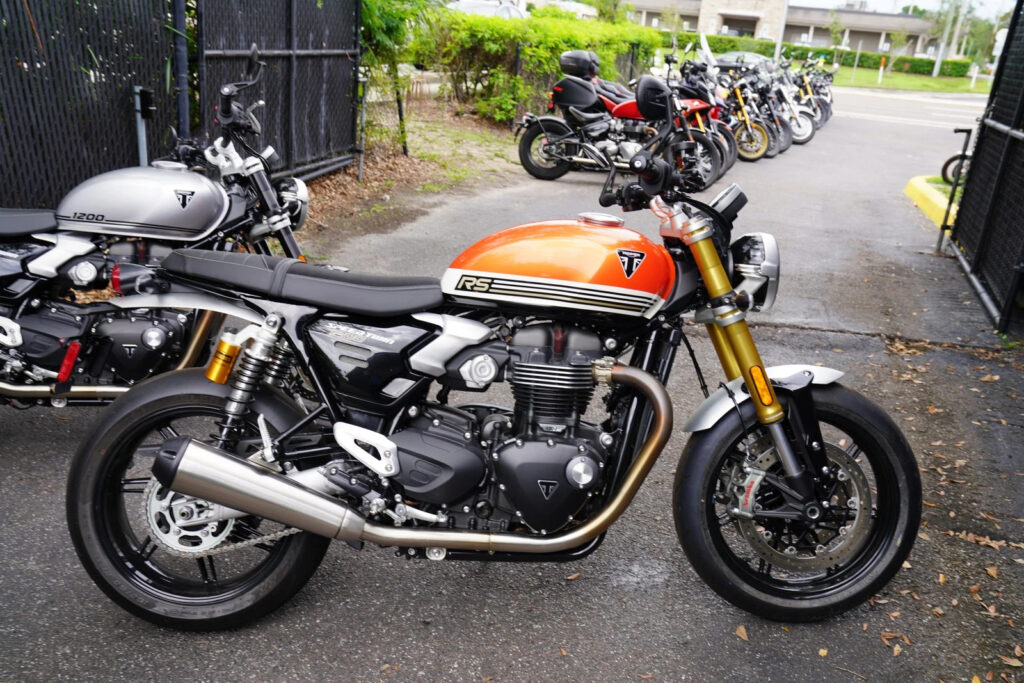 2025 Triumph Speed Twin 1200 RS, Baja Orange / Sapphire Black with 671 Miles