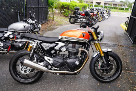 2025 Triumph Speed Twin 1200 RS, Baja Orange / Sapphire Black with 671 Miles for sale