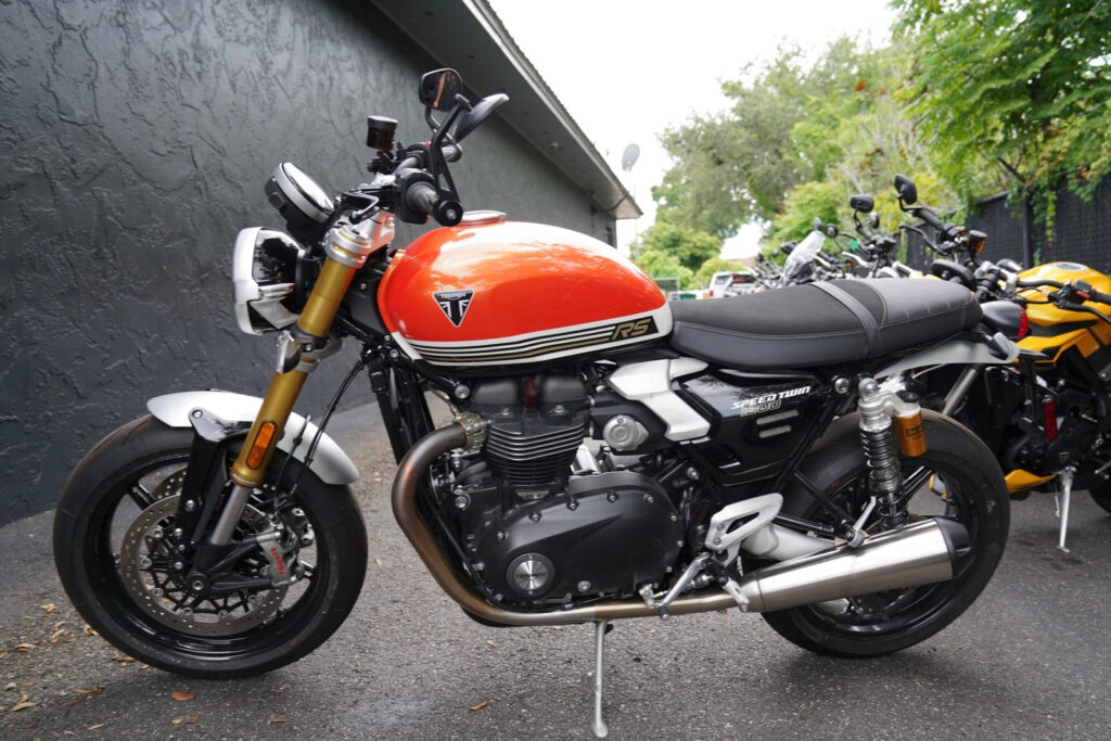 2025 Triumph Speed Twin 1200 RS, Baja Orange / Sapphire Black with 671 Miles