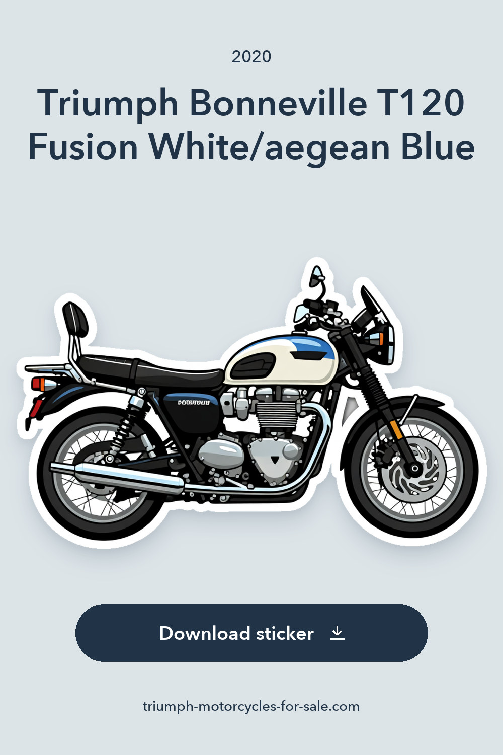 2020 Triumph Bonneville T120 Fusion White/aegean Blue sticker preview